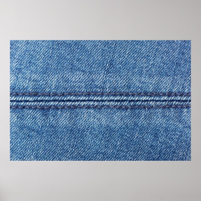Nah-up mit blauem Denim-Hintergrund (Makro) Poster (Vorne)