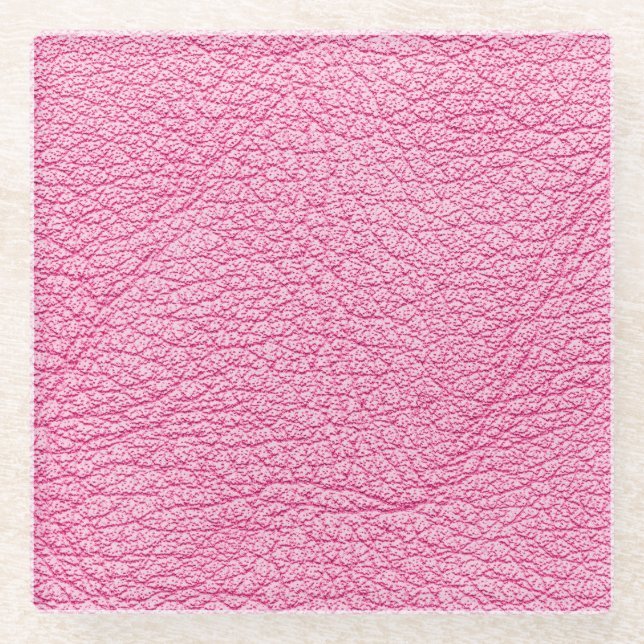 Nah-up rosa Leder, texturierter Hintergrund. Glasuntersetzer (Vorderseite)