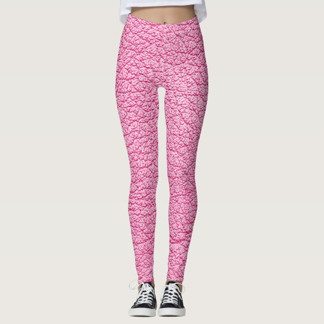 Nah-up rosa Leder, texturierter Hintergrund. Leggings (Vorderseite)