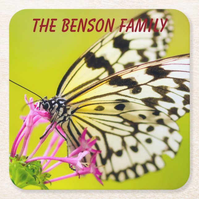 Nah-up Wild Butterfly Rechteckiger Pappuntersetzer (Vorderseite)