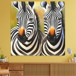 Nah Up Zebra Pair Bold und Strikte Wildnis Leinwanddruck