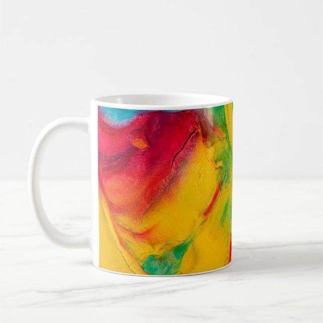 nah-upabstract-Striche mit mehrfarbiger Farbe, ar Kaffeetasse (Links)