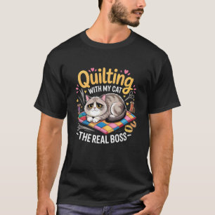 Nähanhänger Quilting Katze Lustig Quilten Nähen L T-Shirt