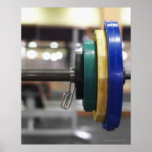 Nahaufnahme der Gewichte auf einem Barbell Poster