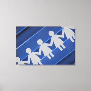 Nahaufnahme der Papierkettenpuppen Leinwanddruck