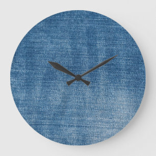 Nahaufnahme der Textur von blauen Jeans Große Wanduhr