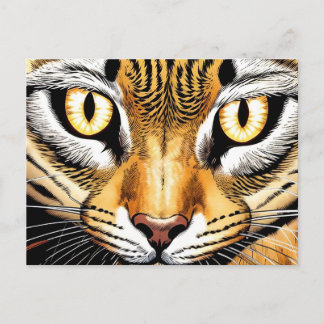 Nahaufnahme des Gesichts einer Katze mit gelben Au Postkarte
