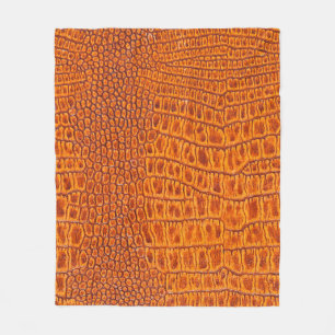 Nahaufnahme einer braunen Reptilien-Altledertextur Fleecedecke