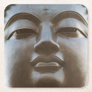 Nahaufnahme einer Buddha-Statue Rechteckiger Pappuntersetzer