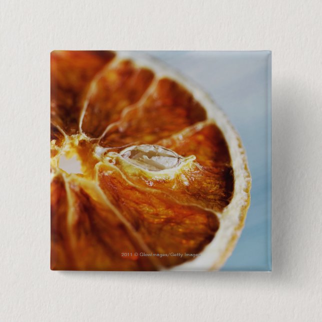 Nahaufnahme einer getrockneten Scheibe der Zitrone Button (Vorderseite)