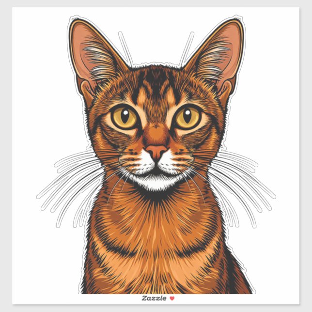 Nahaufnahme einer orange getigerten Abessinierkatz Aufkleber (Blatt)