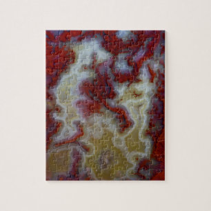 Nahaufnahme einer roten Moosachatplatte Puzzle