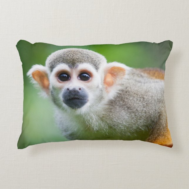 Nahaufnahme eines gemeinen Eichhörnchen-Affen Zierkissen (Vorderseite)