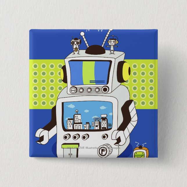 Nahaufnahme eines Roboters Button (Vorderseite)