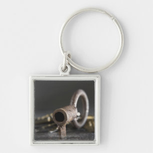 Nahaufnahme eines Schlüssels in einem Schlüsselanhänger