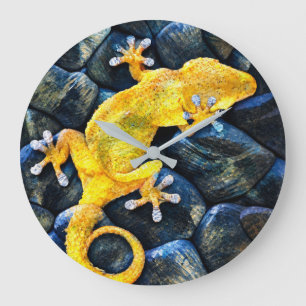 Nahaufnahme-Fotografie von Geckos – Farbige Eidech Große Wanduhr