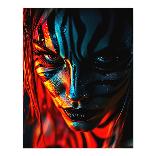 Nahaufnahme: Frau mit Zebramuster im Gesicht Fotodruck (Vorne)