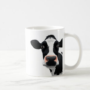Nahaufnahme Kuh Neugier Kaffeetasse