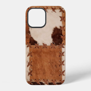 Nahaufnahme-Leder-Patchwork-strukturierter Hinterg iPhone 12 Hülle