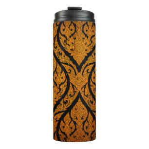 Nahaufnahme thailändischer Muster Gravur Lotus Bil Thermosbecher