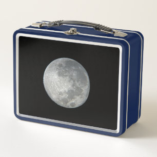 Nahaufnahme Vollmond im Nachthimmel. Fotografie Metall Brotdose