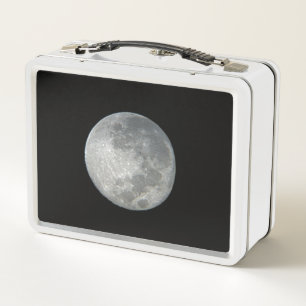 Nahaufnahme Vollmond im Nachthimmel. Fotografie Metall Brotdose