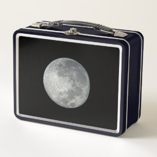 Nahaufnahme Vollmond im Nachthimmel. Fotografie Metall Brotdose