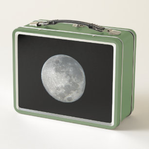 Nahaufnahme Vollmond im Nachthimmel. Fotografie Metall Brotdose