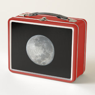 Nahaufnahme Vollmond im Nachthimmel. Fotografie Metall Brotdose