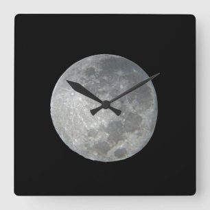 Nahaufnahme Vollmond im Nachthimmel. Fotografie Quadratische Wanduhr