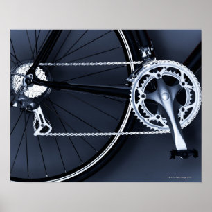 Nahaufnahme von Fahrradkette, Pedal und Gängen Poster