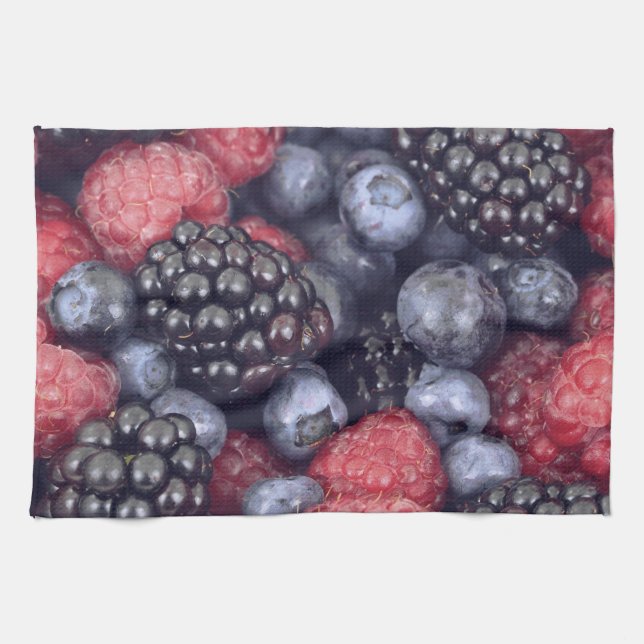 Nahaufnahme von gemischten Sommerbeeren Geschirrtuch (Horizontal)