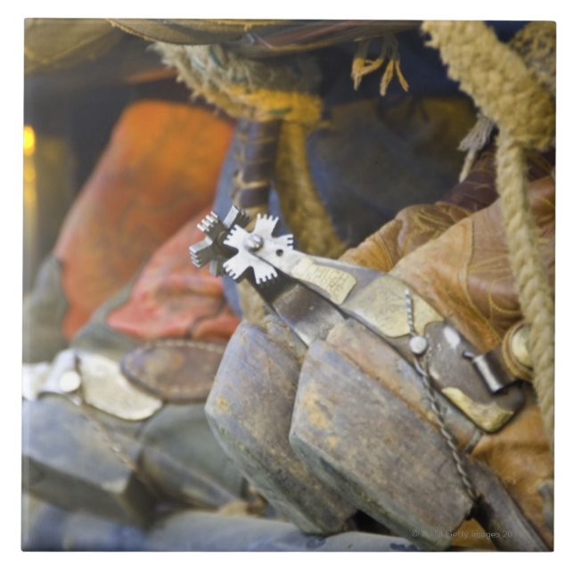 Nahaufnahme von Stiefeln u. von Spornen 2 Fliese (Vorderseite)