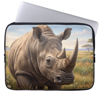 Nahaufnahme-Wildnashorn-Porträt in Savanne-Foto-Ve Laptopschutzhülle