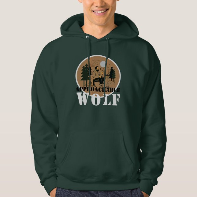 Nahbarer Wolf (Grün) Kapuzenpullover Hoodie (Vorderseite)