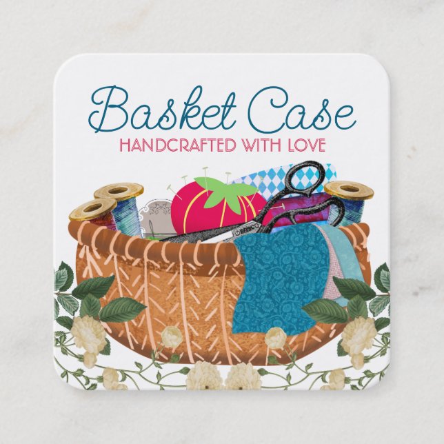 Nähbegriffe Korbnaht-Gewebe Handwerk squ Quadratische Visitenkarte (Vorderseite)