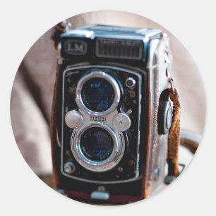 Nahe Aufnahme einer antiken Kamera Runder Aufkleber