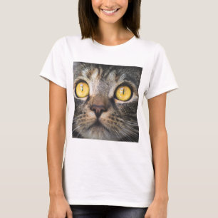 Nahe Aufnahme von Katze mit GelbAugen T-Shirt