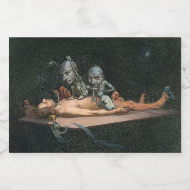 Nahe dem Tode erleben, wie böse Dämonenspirale zu  Lebensmitteletikett (Einzelnes Label)