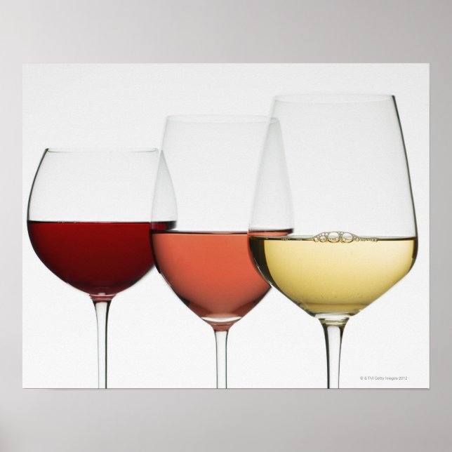 Nahe Gläser verschiedener Weine Poster (Vorne)