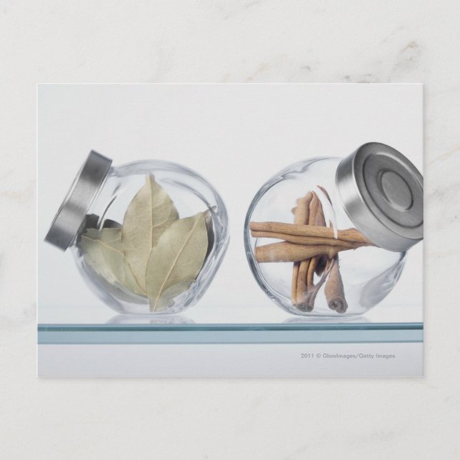 Nahe Kräuter in zwei Gläsern Postkarte (Vorderseite)