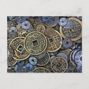 Nahe vietnamesische Münzen Postkarte