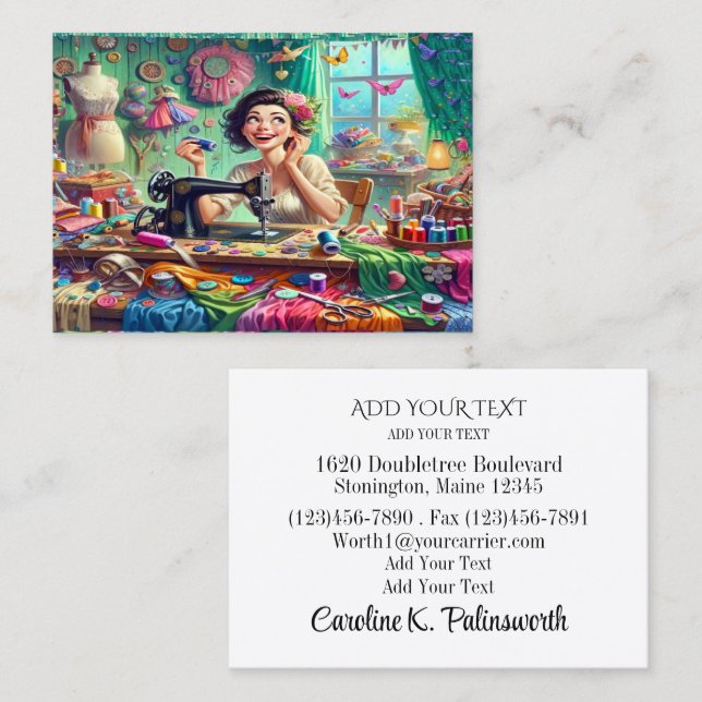 Nähen der Business Card des Seamstress Designers Telefonnummerkarte (Vorne/Hinten)
