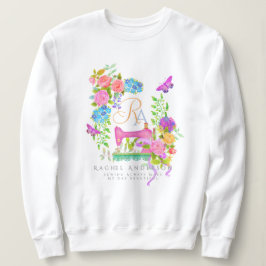 Nähen der Flachbandmonogramm weiß Sweatshirt