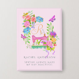 Nähen der Flachblanderimpfung Rosa Button