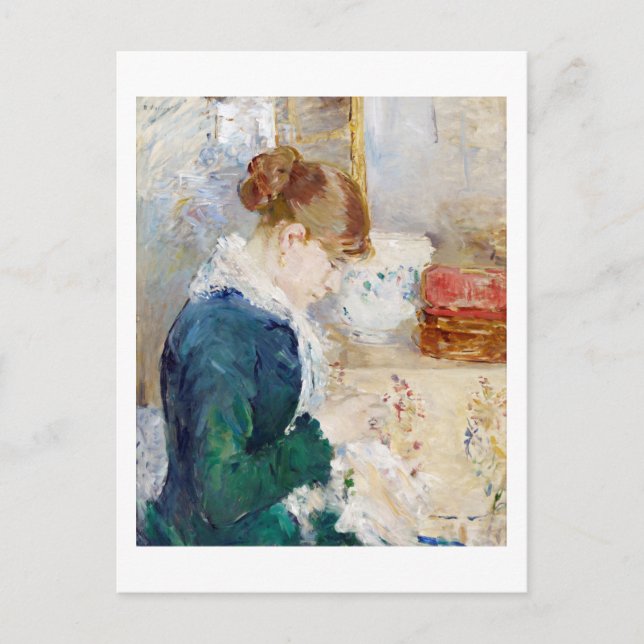 Nähen der Frau, Berthe Morisot Postkarte (Vorderseite)