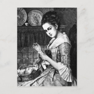 Nähen der Frau Postkarte