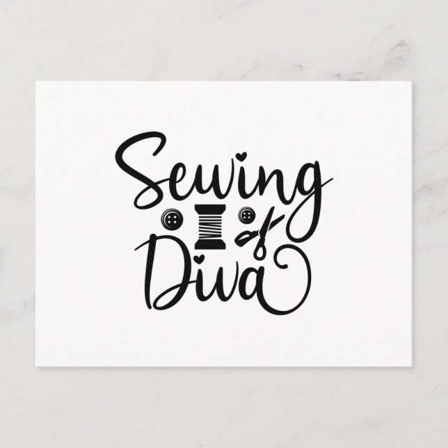 Nähen Diva Postkarte (Vorderseite)