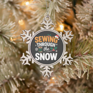 Nähen durch den Schnee Lustiges Weihnachtsquilts Schneeflocken Zinn-Ornament