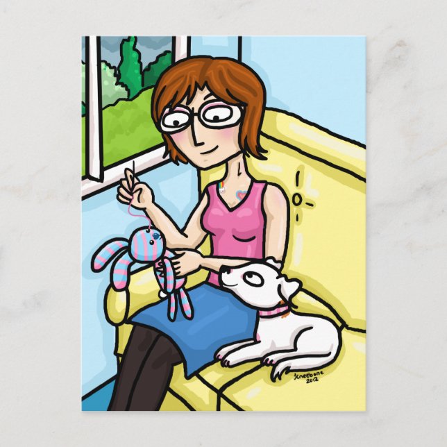 Nähen einer Sockenpuppe Postkarte (Vorderseite)